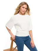 ARIELLA Ivory Short Sleeve Ruched Side Top