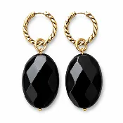 Black Onyx Huggie Earrings