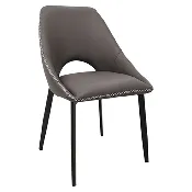 Amalfi Upholstered Dining Chair with a Curved Open Back Design in Black Iron