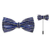 2-Tone Rhinestone Bow Tie with Lapel Pin