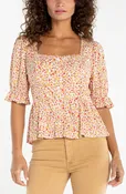 1/2 Puff Sleeve Peplum Top (Liverpool)