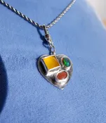 Collaged Heart Pendant No. 1 — Bottle of Bread