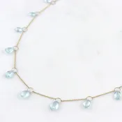 Aquamarine Loop Baby Chain Necklace in 14k Yellow Gold