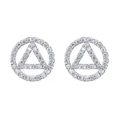 10mm Alcoholics Anonymous AA Sobriety Earrings, 0.40CT in 14k White Gold