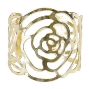 10 pc/pk Laser Cut Rose Metal Napkin Ring - Gold