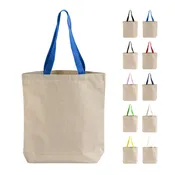 100% Cotton Canvas Tote Bags with Color Handles - TG244