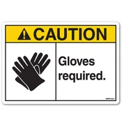 Caution: Gloves Required Safety Label – ANSI Style
