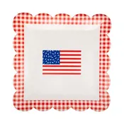 10" Gingham Flag Paper Plate [Set of 8]