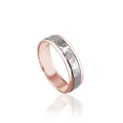 14K PINK/WHITE GOLD HAMMERED 6MM WEDDING BAND