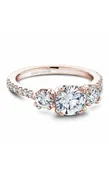 14K Rose Gold 3 Stone Three Stone Round Engagement Ring