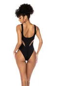 Black/Nude 1-Piece Swimsuit with Flattering Silhouette