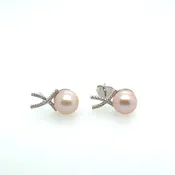 10kt White Gold Diamond & Pearl Earrings