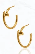 14K Gold Dipped Nail Hoop Earrings