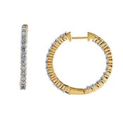 14K Gold 2.00 CTW Diamond In & Out Hoop Earrings (20MM)