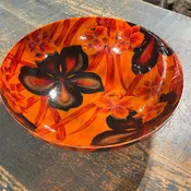 11" Vtg Fiberglass Bowl, Orange Tiki--SP