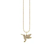 14K YELLOW GOLD HUMMINGBIRD CHARM ON 18" CHAIN