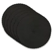 Dainty Home Braided 15" Round Woven Placemats Set of 6 - Durable, Reversible & Non-Slip Table Mats