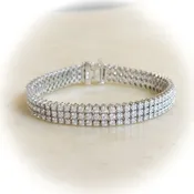 14kw 3 Row Diamond Tennis Bracelet