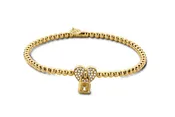 18K Yellow Gold Heart Shape Flexible Beaded Bangle