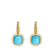 Albion Drop Earrings in 18K Yellow Gold with Turquoise and Diamonds, 10mm