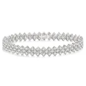 10 Ctw Chevron Link Round Cut Diamond Tennis Bracelet in 14K White Gold