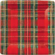 10" Square Paper Plates Pack of 8 Classic Check Square