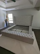 Adele Platform Storage Bed - Solid Wood and Velvet Finish.