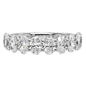 1/2 Way 10 Stone Oval Shape Shared prong Set Buttercup Style Diamond Wedding Band