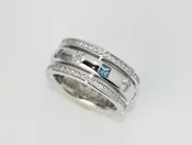 Aquamarine and Diamond Band | 18K White Gold