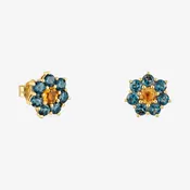 18K solid gold Earrings with gemstones Daisy