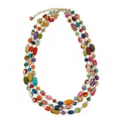 Aasha Triple Strand Mixed Shaped Beads Statement Necklace | She She's Closet