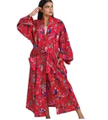 Amal Block Printed Long Kimono Robe
