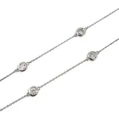 14k White Gold 10 Station Diamond by the Yard Necklace 2.05ctw G-H SI1 18" 4.5g