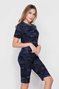 2 Piece Buttery Smooth Navy Camouflage Biker Shorts and T-Shirt Set