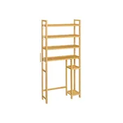 4-Tier Space-Saving Over Toilet Storage Shelf with Adjustable Shelves and Wicker Frame - 32.7L x 10.2W x 72.8H