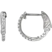 14KW 1/4 ctw Inside/Outside Diamond Hoop Earrings I1 H+