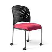 Armless Plastic Back Chair with Upholstered Seat