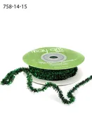 1/4 Inch Tinsel Wired Cord Ribbon - Green