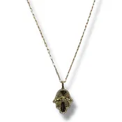 0.45 tcw Natural Diamond Radiant Eye Hamsa Pendant Necklace