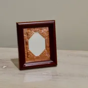 Cherry Wood Photo Frame with Handtooled Copper Mat