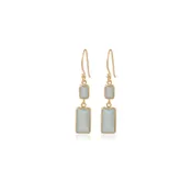 Aqua Chalcedony Rectangular Earrings