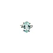 14K White Gold Aquamarine and Diamond Ring