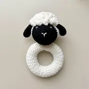 Blacknose Sheep Ring Hand Crocheted Rattle