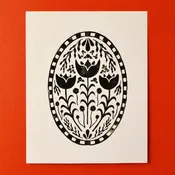 floral bloom - single linoleum print on white