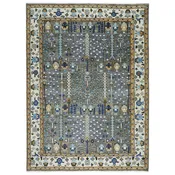 10'3''x14 Hand Knotted Wool Gray ,Ivory Tree of Life Oushak Transitional Rug