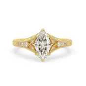1.50 Carat Marquise Vintage Lab Grown Diamond Split Shank Pave Engagement Ring