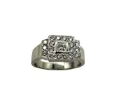 10K White Gold 1CTW Diamond Channel Square Bezel Flat Top Ring