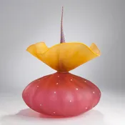 Bobtanical Urchin Big Art Glass - Ruby Red, Iris Gold and Purple