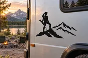 Adult Woman Hunter and Mountain Ridge Vinyl Decal - GirlsWithGunsCX006
