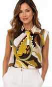 LAR AC030 COMO SILK SLEEVELESS PRINT BLOUSE